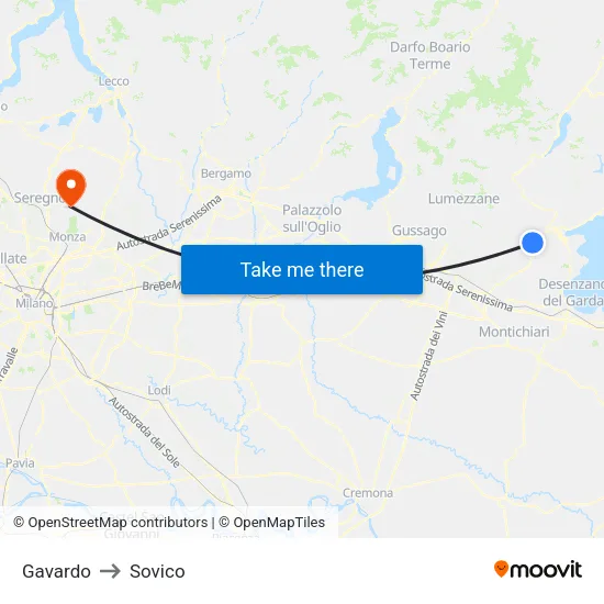 Gavardo to Sovico map