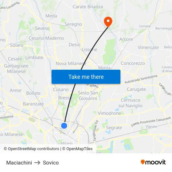 Maciachini to Sovico map