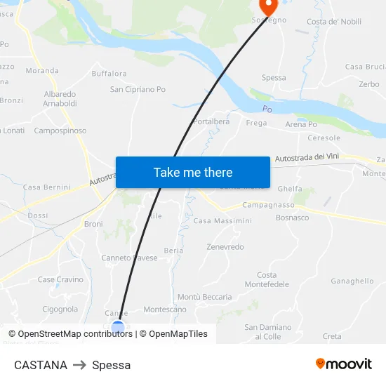 Castana to Spessa map