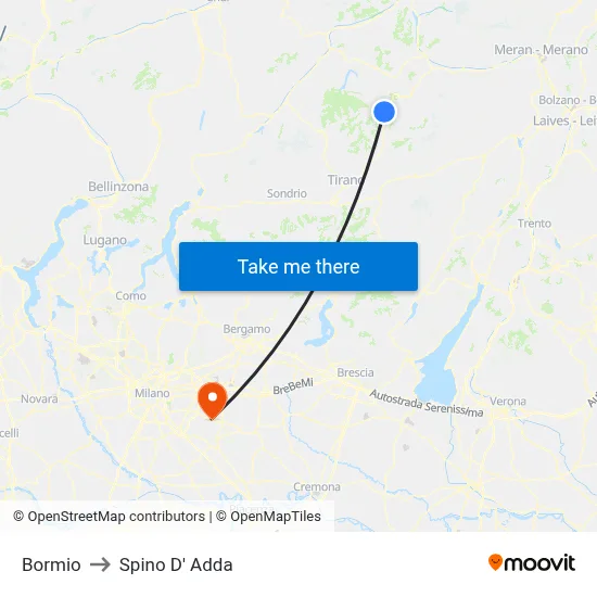 Bormio to Spino D' Adda map