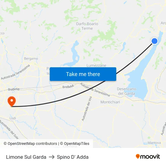 Limone Sul Garda to Spino D' Adda map