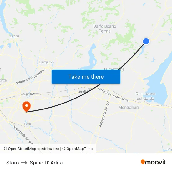 Storo to Spino D' Adda map