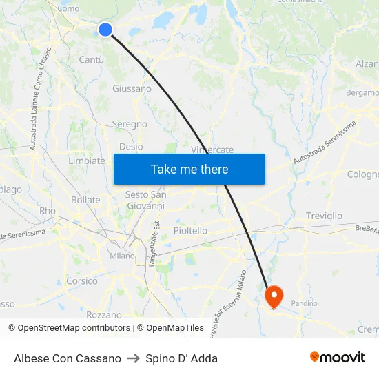 Albese Con Cassano to Spino D' Adda map
