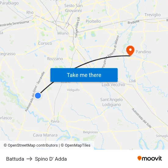 Battuda to Spino D' Adda map