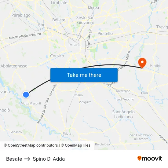 Besate to Spino D' Adda map