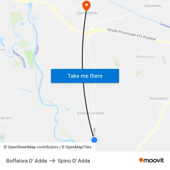Boffalora D'Adda to Spino D' Adda map