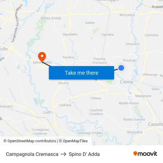 Campagnola Cremasca to Spino D' Adda map