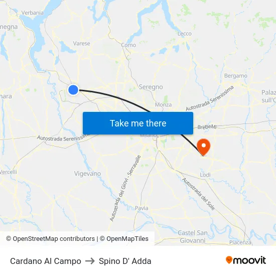 Cardano Al Campo to Spino D' Adda map
