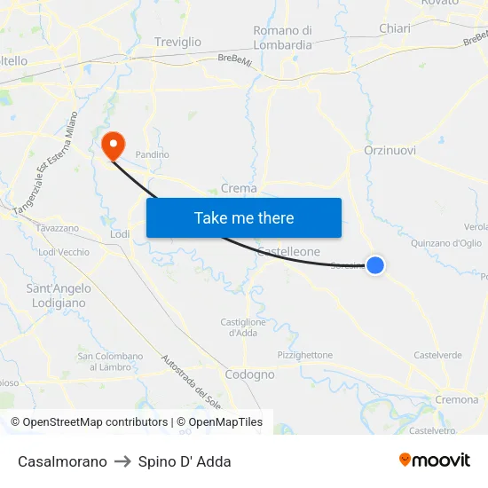 Casalmorano to Spino D' Adda map