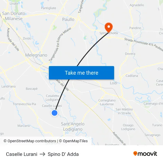 Caselle Lurani to Spino D' Adda map