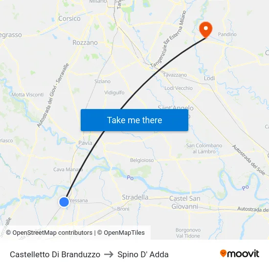 Castelletto di Branduzzo to Spino D' Adda map