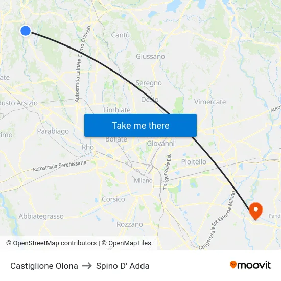 Castiglione Olona to Spino D' Adda map