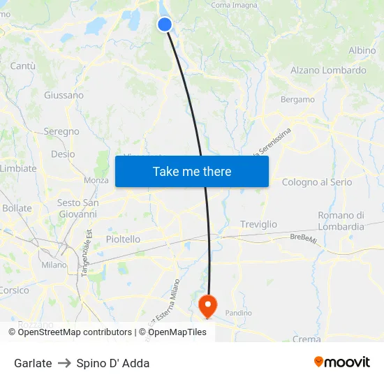 Garlate to Spino D' Adda map