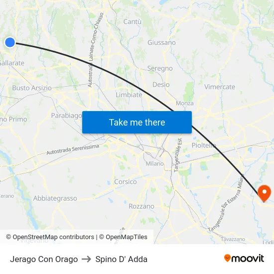 Jerago con Orago to Spino D' Adda map