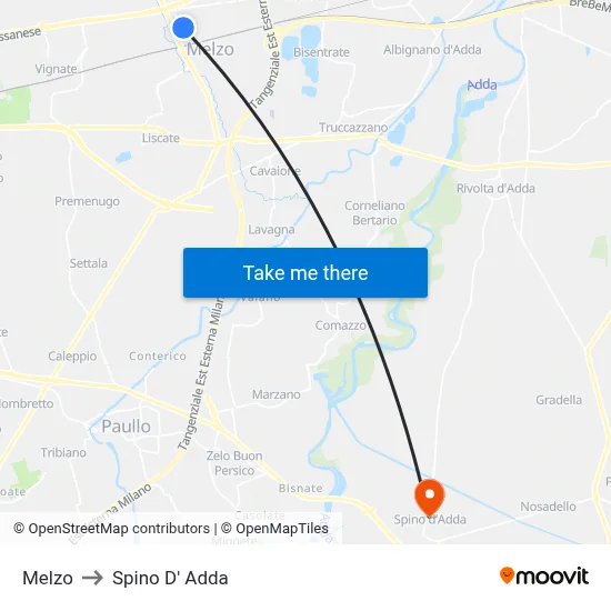 Melzo to Spino D' Adda map