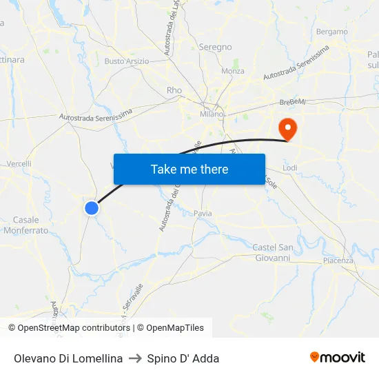 Olevano Di Lomellina to Spino D' Adda map
