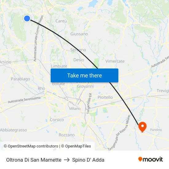 Oltrona Di San Mamette to Spino D' Adda map