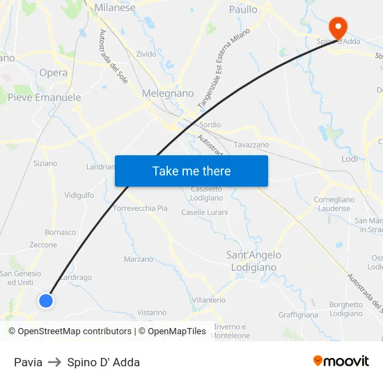 Pavia to Spino D' Adda map