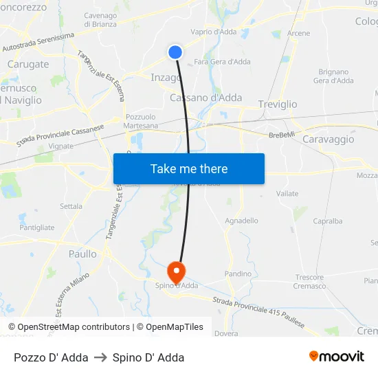 Pozzo D' Adda to Spino D' Adda map