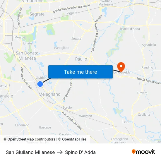 San Giuliano Milanese to Spino D' Adda map