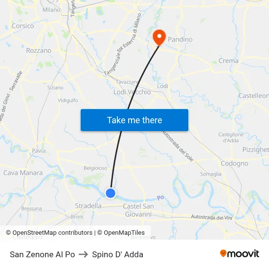 San Zenone al Po to Spino D' Adda map