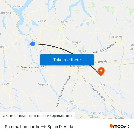 Somma Lombardo to Spino D' Adda map
