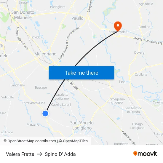 Valera Fratta to Spino D' Adda map