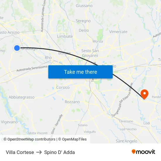 Villa Cortese to Spino D' Adda map