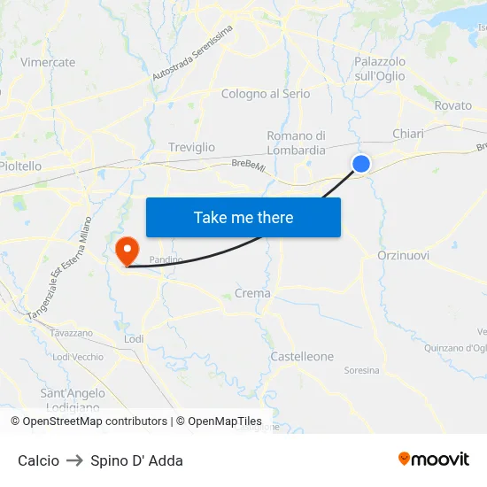 Soccer to Spino D' Adda map