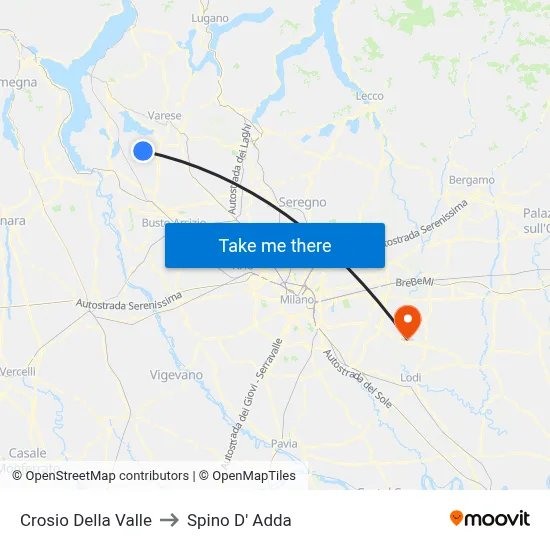 Crosio Della Valle to Spino D' Adda map
