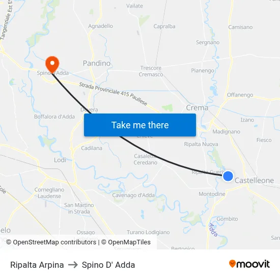Ripalta Arpina to Spino D' Adda map