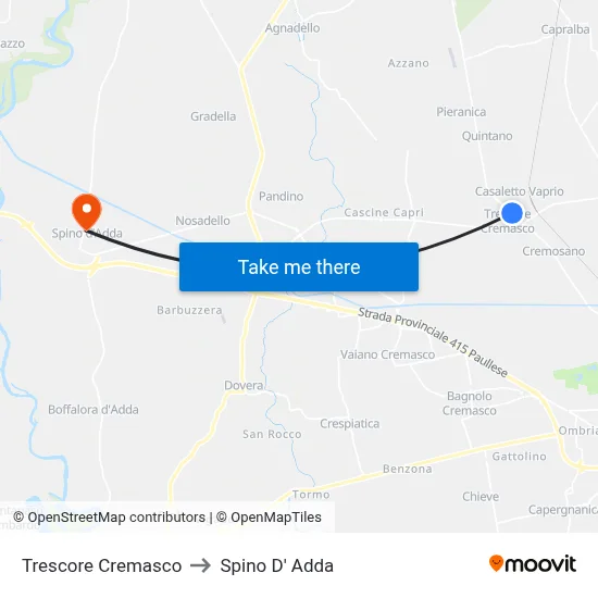 Trescore Cremasco to Spino D' Adda map