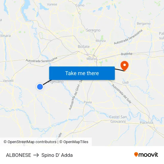 ALBONESE to Spino D' Adda map