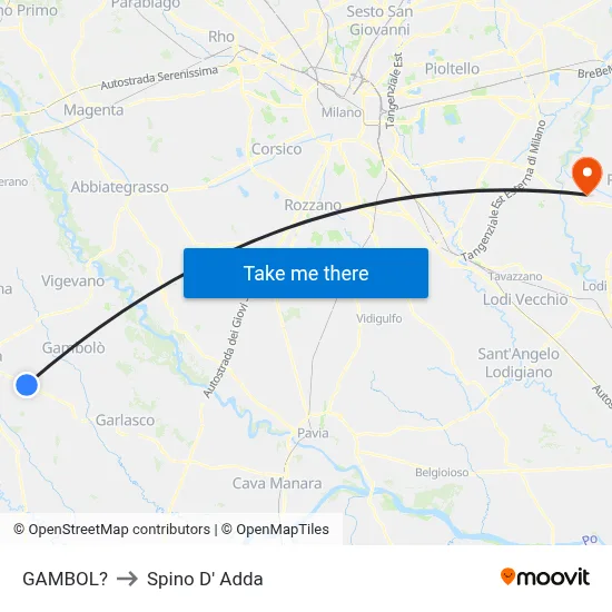 Gambol to Spino D' Adda map