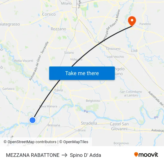 MEZZANA RABATTONE to Spino D' Adda map