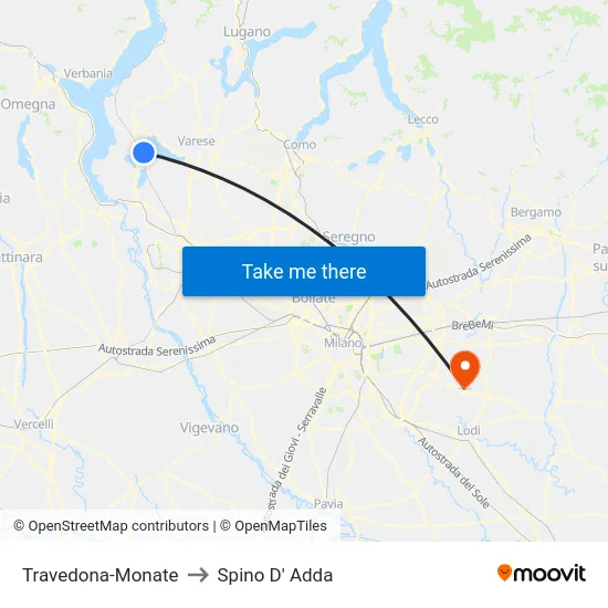 Travedona-Monate to Spino D' Adda map
