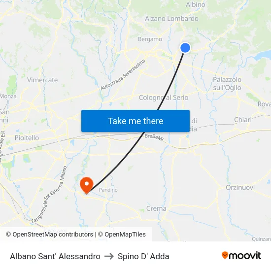 Albano Sant' Alessandro to Spino D' Adda map