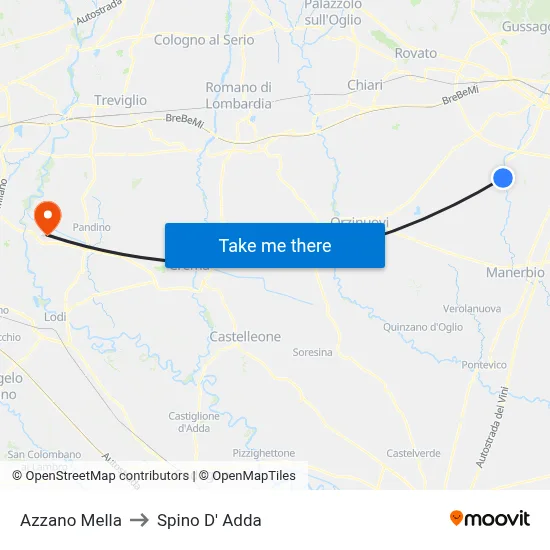 Azzano Mella to Spino D' Adda map