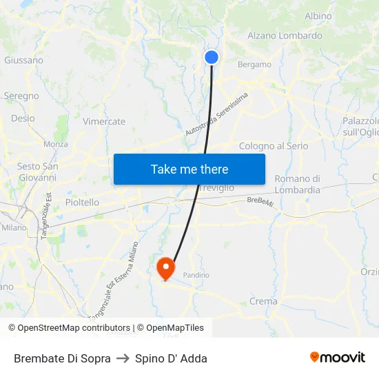 Brembate Di Sopra to Spino D' Adda map