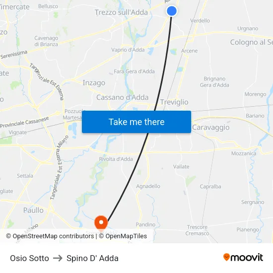 Osio Sotto to Spino D' Adda map