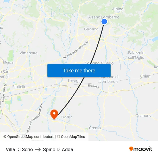 Villa di Serio to Spino D' Adda map