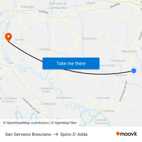 San Gervasio Bresciano to Spino D' Adda map