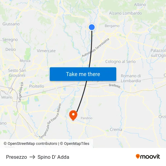 Presezzo to Spino D' Adda map