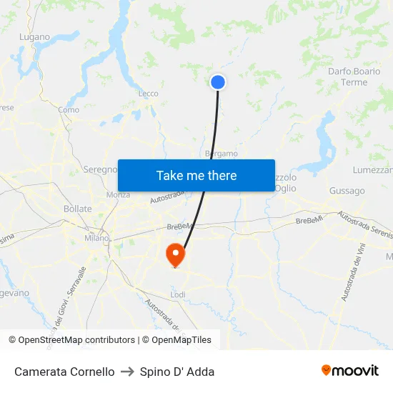 Camerata Cornello to Spino D' Adda map