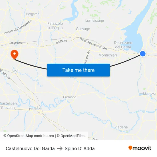 Castelnuovo Del Garda to Spino D' Adda map