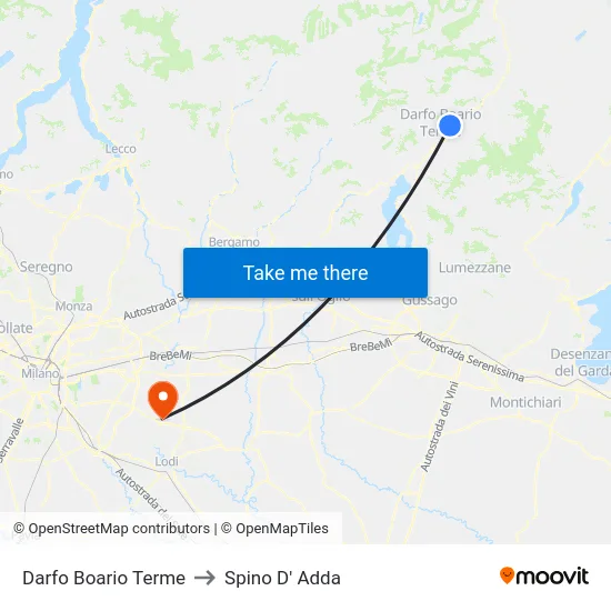 Darfo Boario Terme to Spino D' Adda map