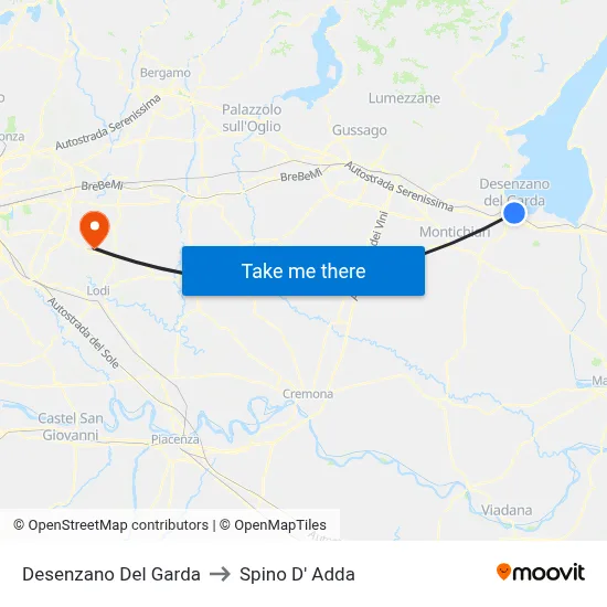 Desenzano del Garda to Spino D' Adda map