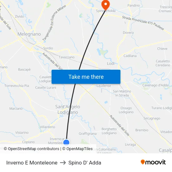 Inverno e Monteleone to Spino D' Adda map