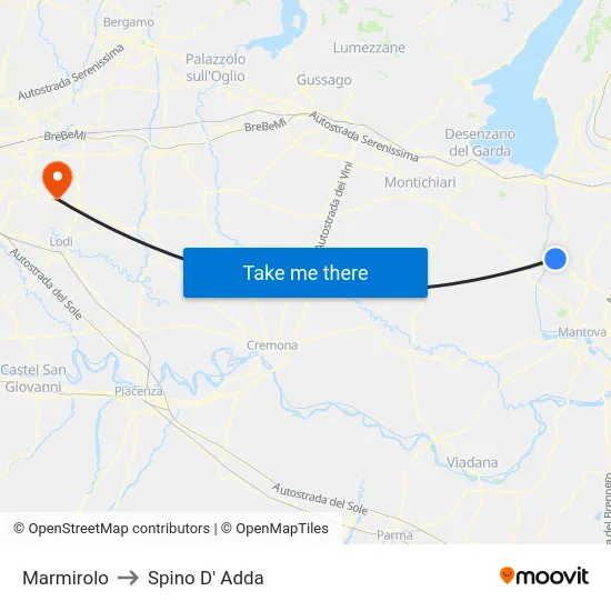 Marmirolo to Spino D' Adda map