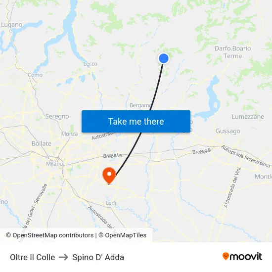 Oltre Il Colle to Spino D' Adda map